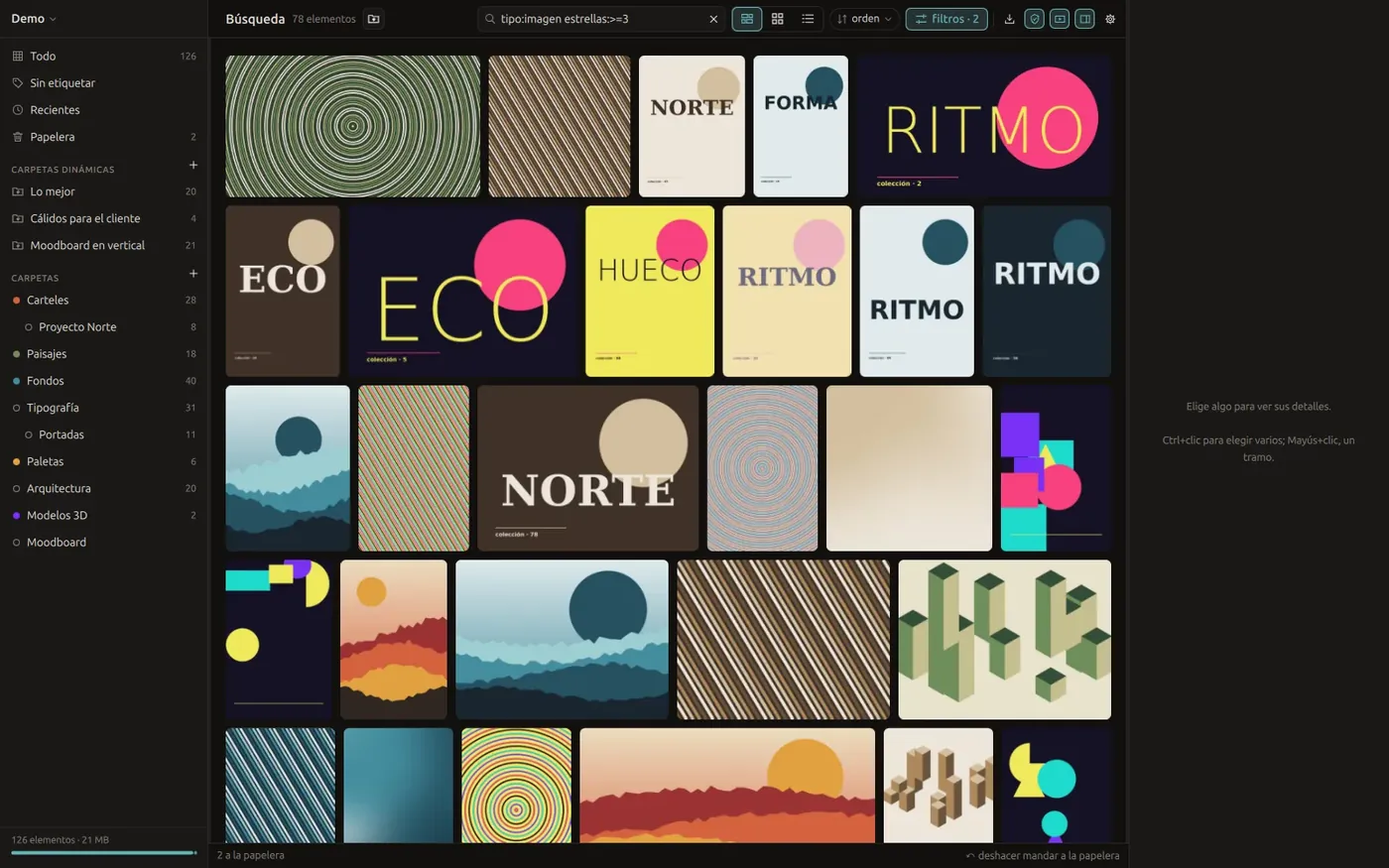 The filter row open with image type and three stars and up, and the search box showing the matching filters