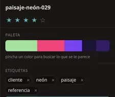 La paleta de colores de una imagen en el panel de detalle, lista para pinchar un tono.
